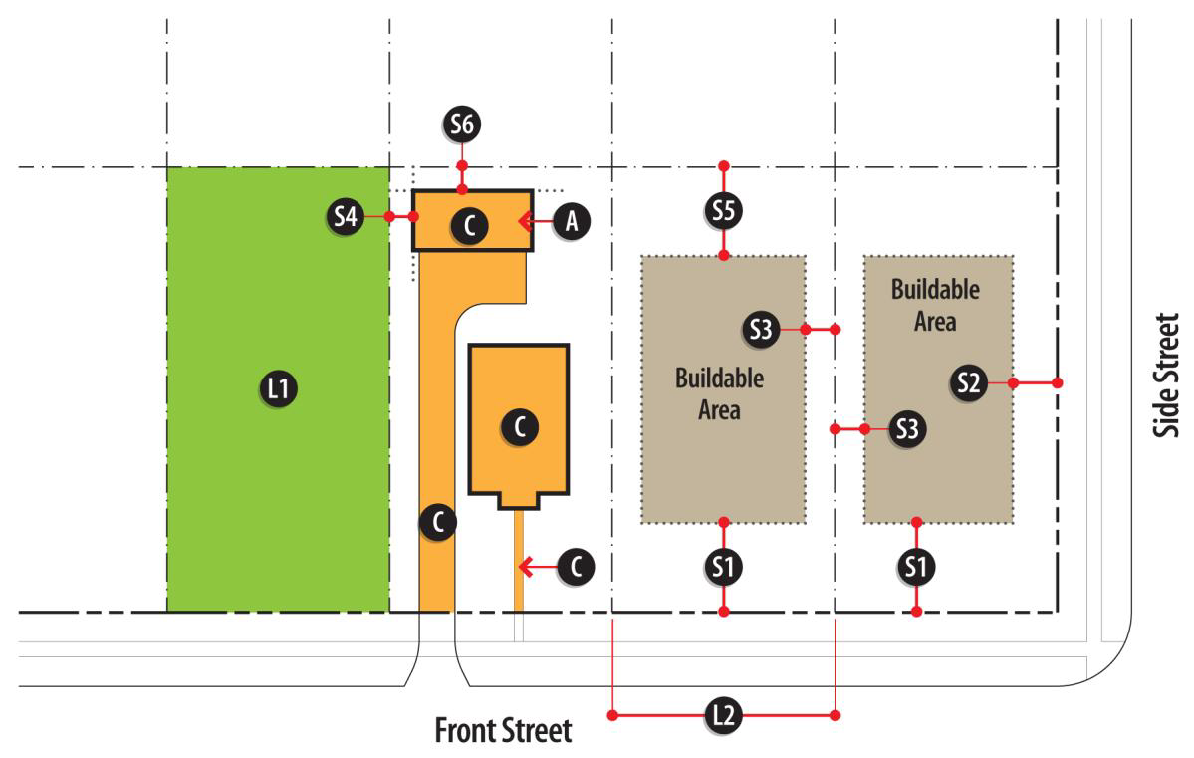 Figure 4-2: Lot and Building Regulations Diagram, Multi-Dwelling Residential Districts