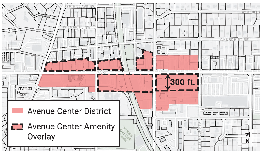 FIGURE 2.14. Reference map of the Avenue Center Amenity Overlay.