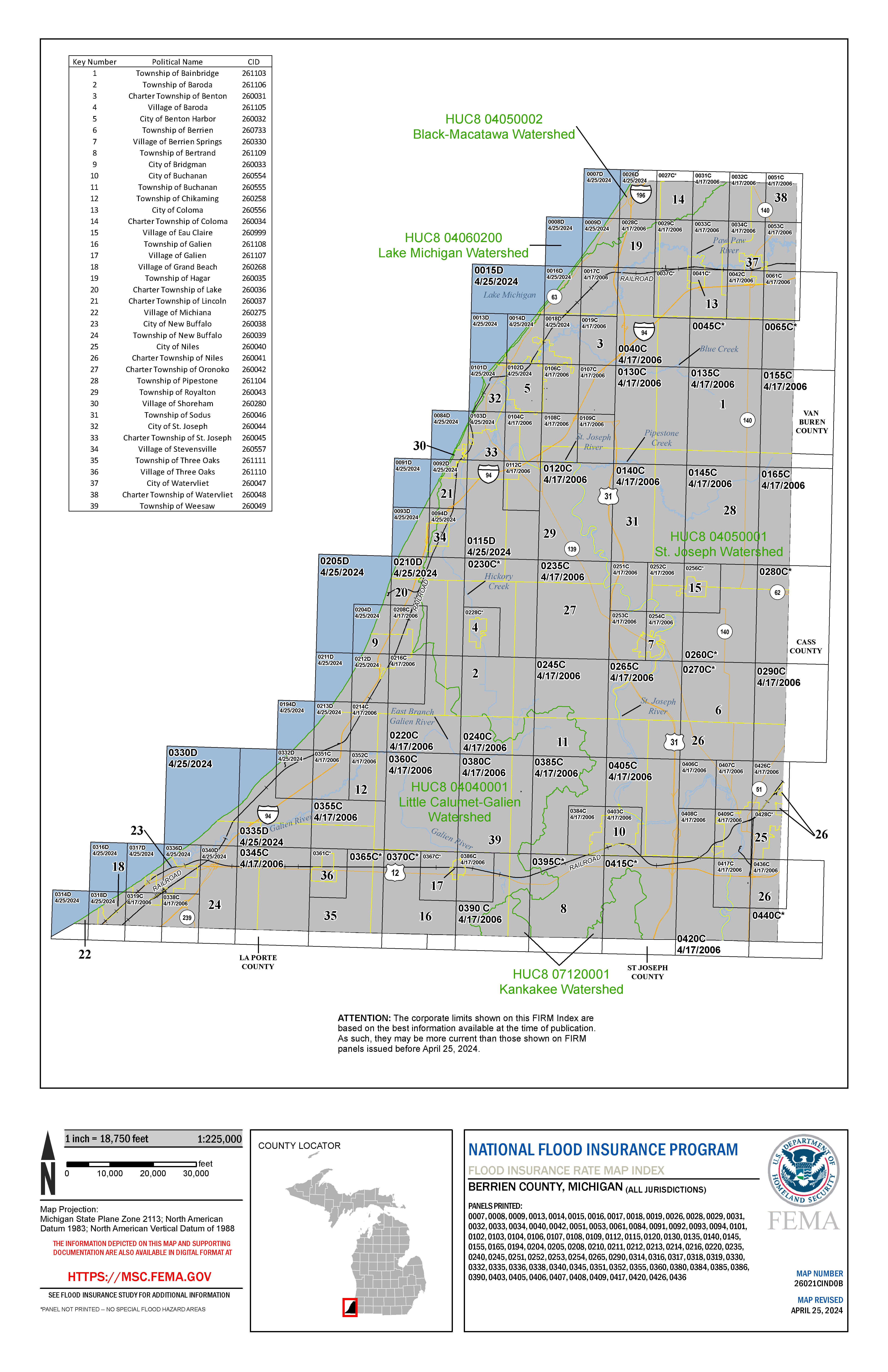 Map 9-1 - Areas of Special Flood Zone Hazard Index Panel 26021 COND0B