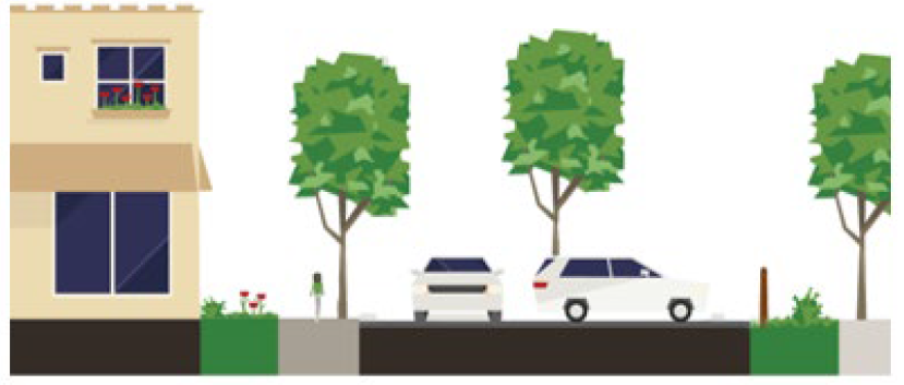 PARKING ZONE BEHIND BUILDINGS