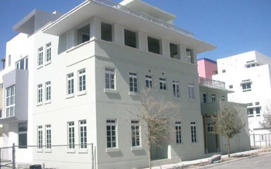 A newly constructed apartment house