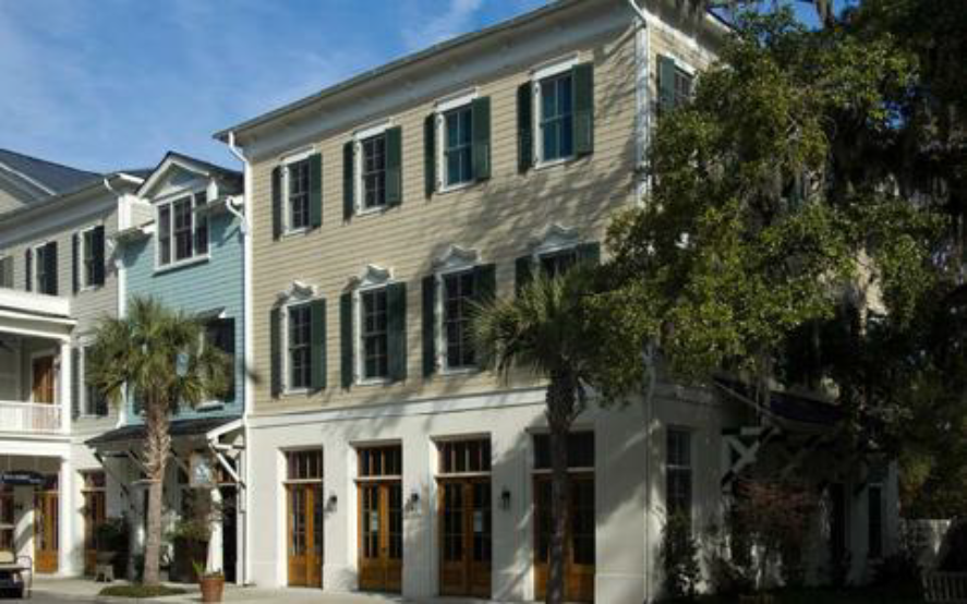 Newly constructed main street mixed-use building