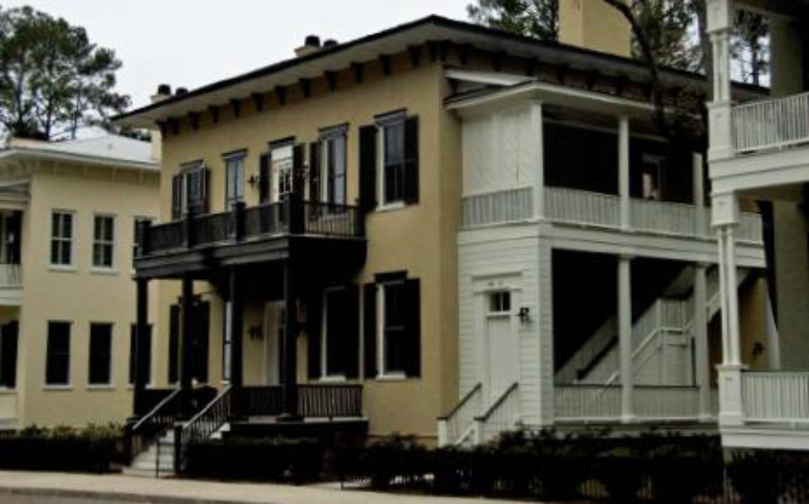 A stacked duplex with each unit having its own entry