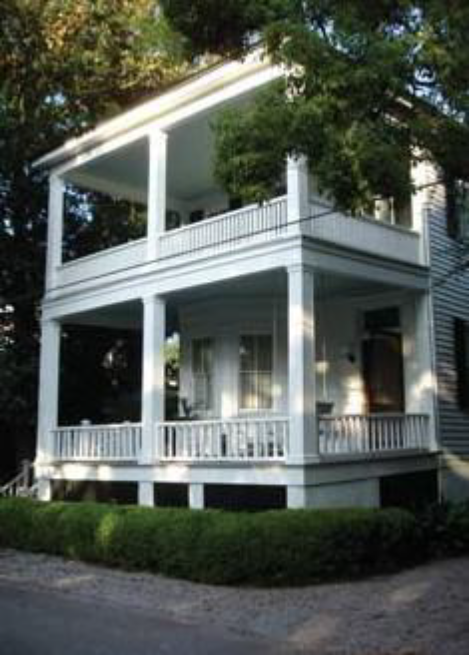 A two-story porch