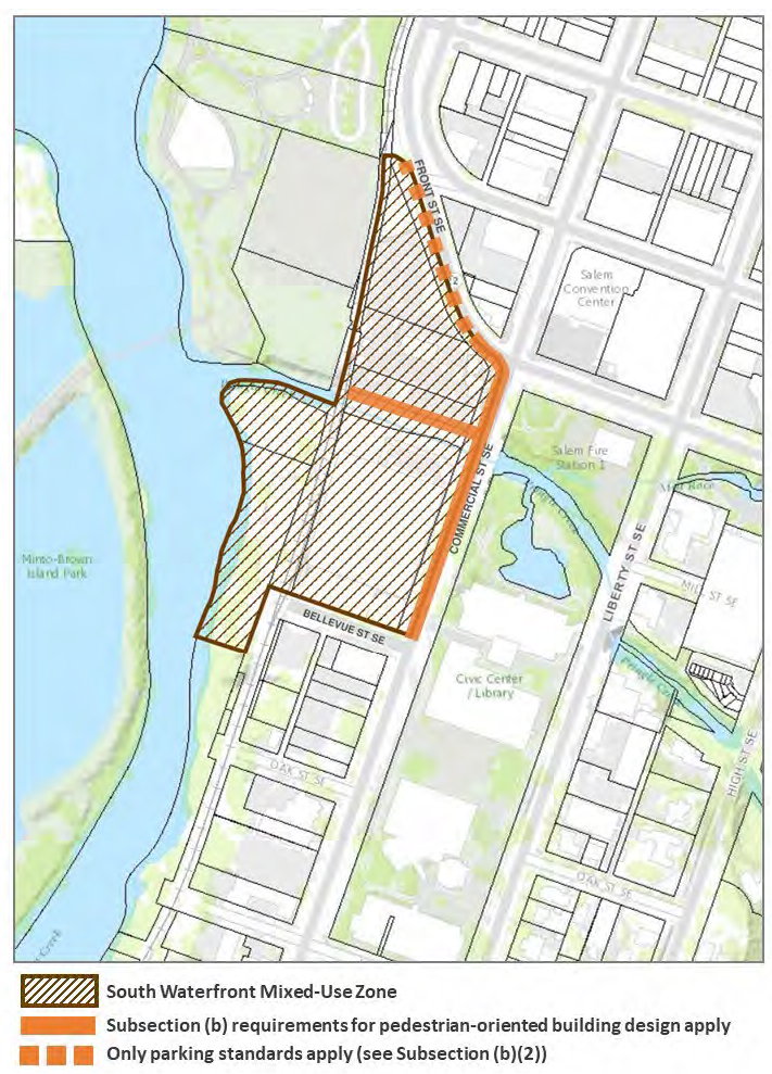 FIGURE 531-10. APPLICABILITY OF REQUIREMENTS FOR PEDESTRIAN-ORIENTED BUILDING DESIGN: SPECIFIC