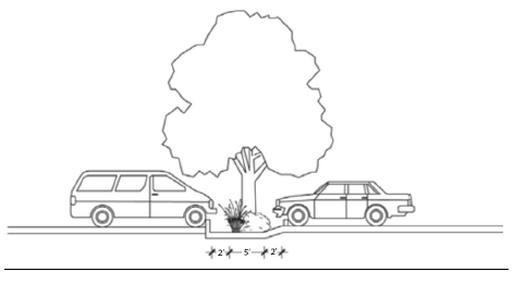 FIGURE 806-10. LANDSCAPED FRONT PORTION OF PARKING STALL