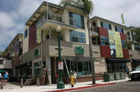 Image 20.225-1 A, B Pedestrian-Oriented Streets MU-1 allows mixed use integration of commercial and residential uses. Active ground floor uses are required along primary streets. Setbacks close to the street create a pedestrian-orientated character.