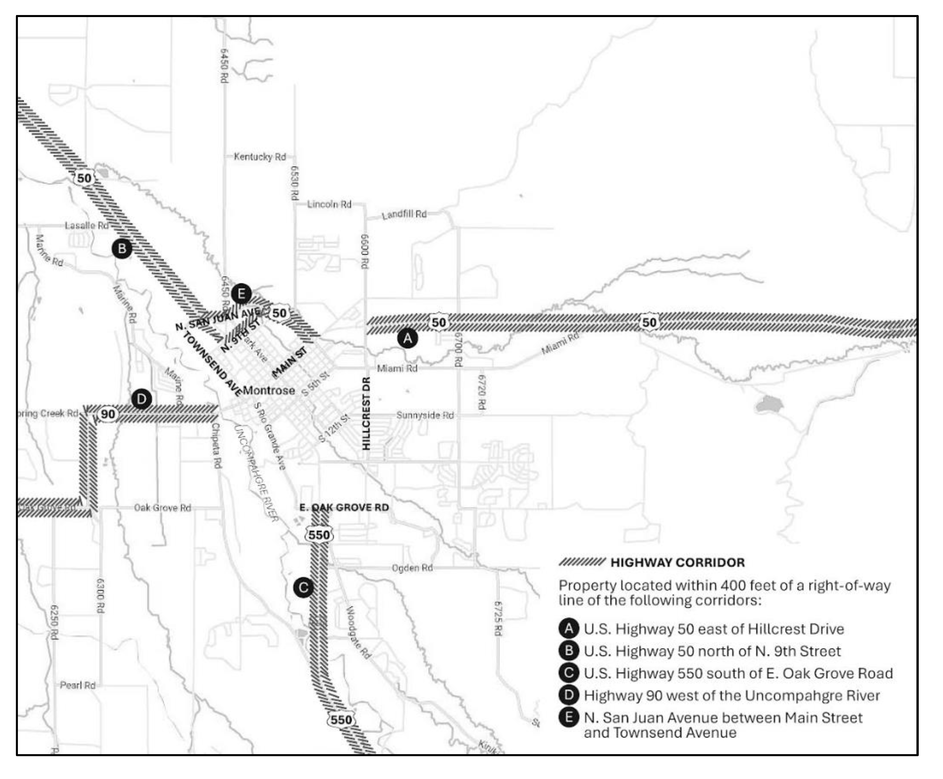 Figure 8.1 Highway Corridor Overlay Areas