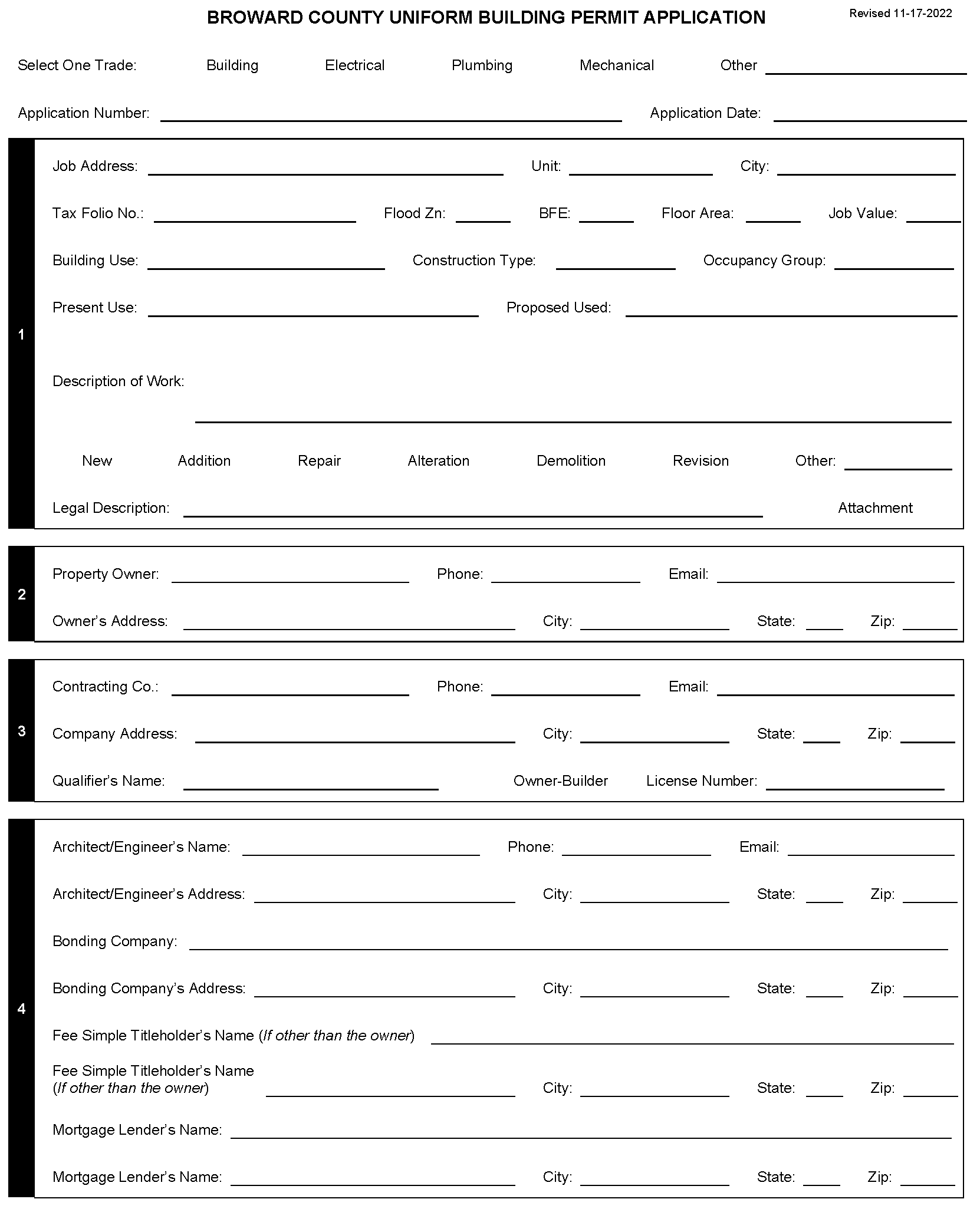 Broward County Uniform Building Roof To Wall Application Fillable Form Printable Forms Free Online 1112