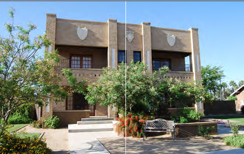A mansion apartment with individual entries for ground floor units.