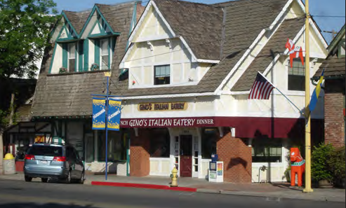 An example of a main street mixed-use building in Kingsburg.