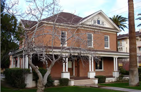A wrap-around projecting porch.