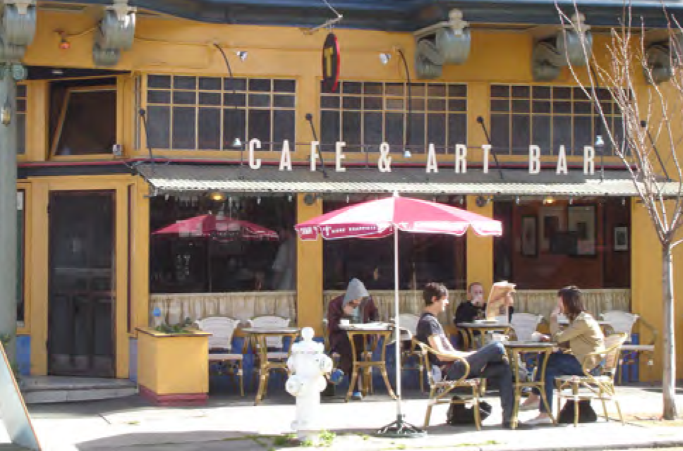 An example of a shopfront with a chamfered corner entry.