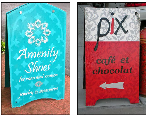 Painted sidewalk sign.