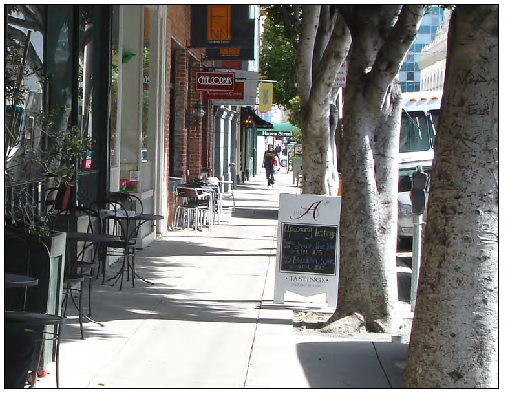 Sidewalk sign located to maintain accessible route.