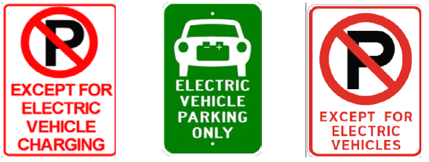 FIGURE 30-11: ELECTRIC VEHICLE PARKING SIGNS (TYPICAL)