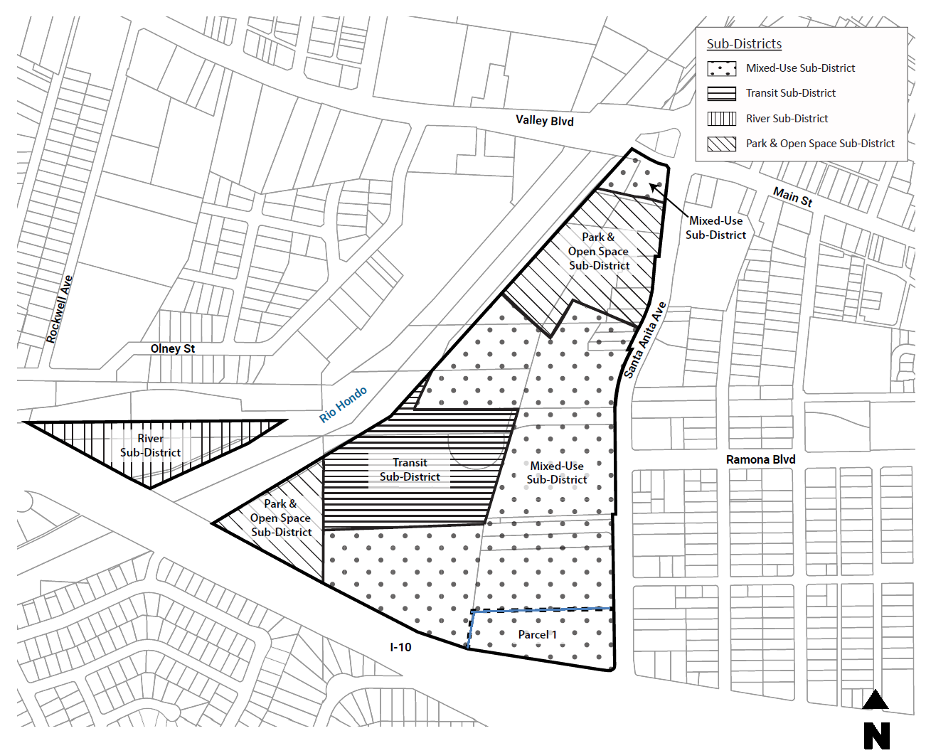 Figure 17.131-1 Map of Subdistricts—Gateway specific plan