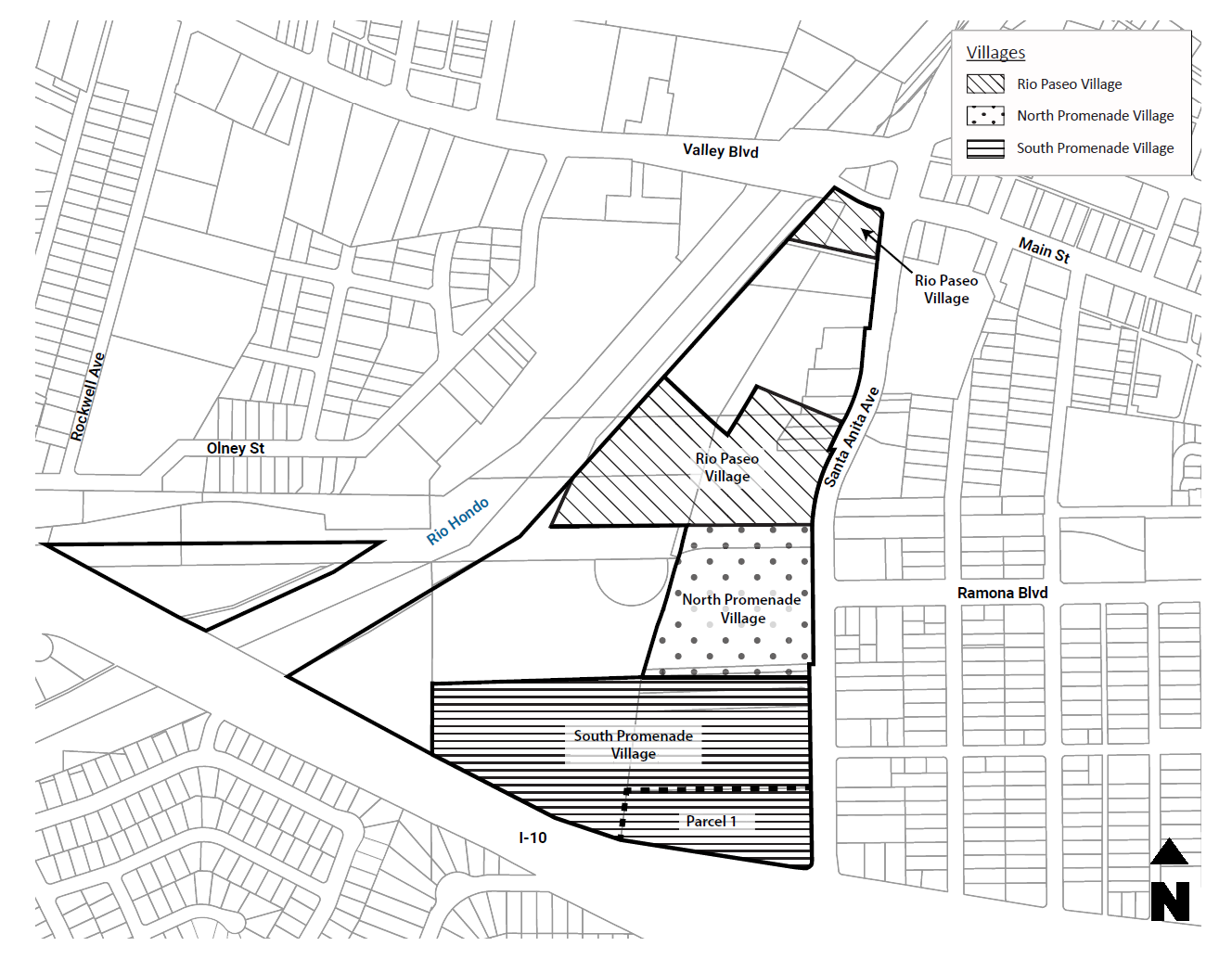 Figure 17.131-2 Map of Villages—Gateway specific plan