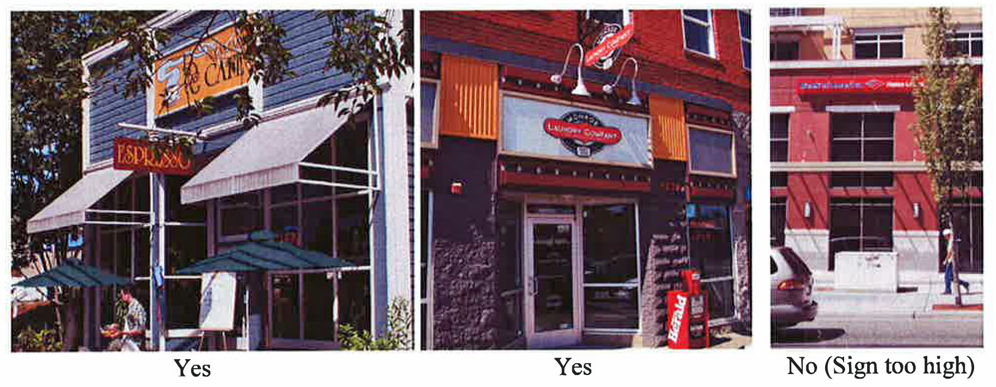 Figure 14.50.2. Acceptable and unacceptable sign examples.