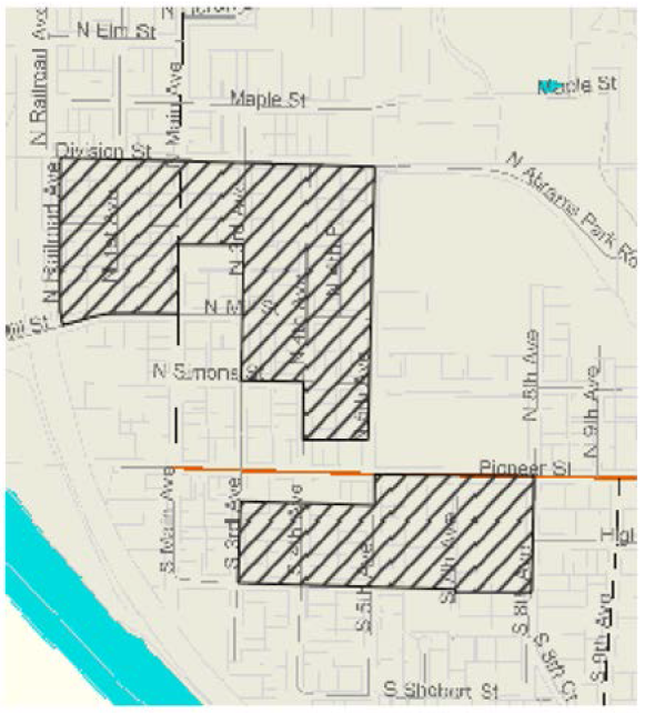 Figure 18.210.130-B Downtown transition area boundaries.