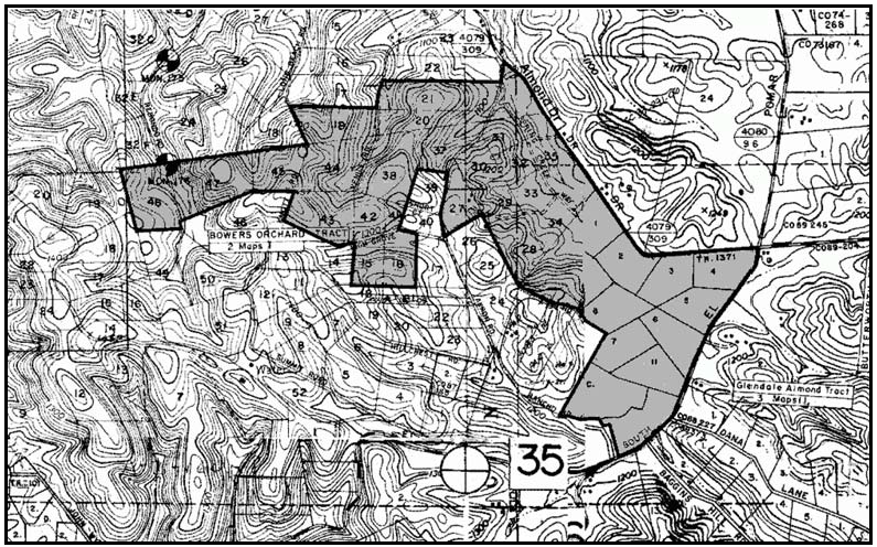 Figure 94-25: Tract 1371 and Vicinity, Portion Bowers Orchard Tract, and a Portion of Almond Ridge Orchard Tract No. 1