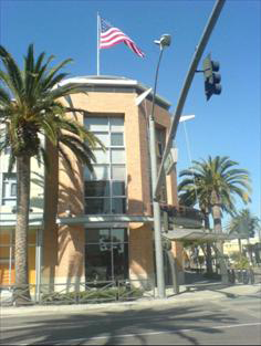 This tower element creates a focal point for the entrance of the building.