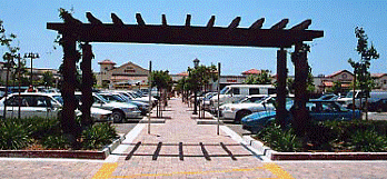 Landscape islands and pedestrian walkways should be used to connect parking areas to buildings