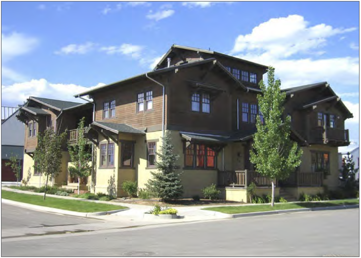 Illustrative Photo showing a 2 story Triplex, appropriate for the Residential or Residential/Mixed Use zones.