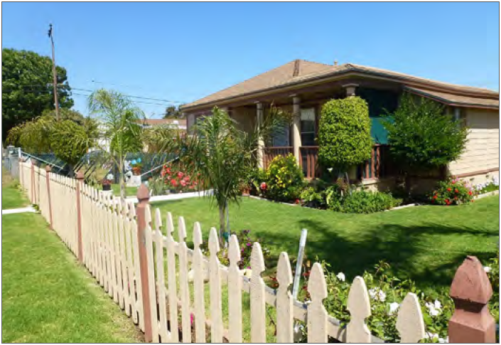 Front Yard Example—A front yard enclosed by a fence.