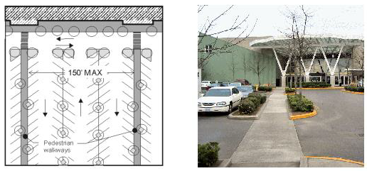 Figure 19. Parking Lot Pathway Standards and Example