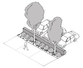 Figure 26. Parking Lot Planting Buffer With Low Wall