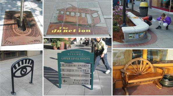 Figure 30. Examples of Desirable Streetscape Amenities for Downtown Chelan