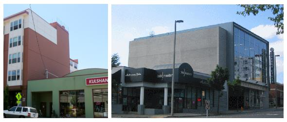 Figure 52. Acceptable and Unacceptable Fire Wall Treatments Note the use of horizontal banding in the left image. Plain concrete block as in the right image is not allowed.