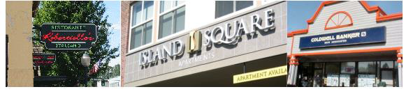 Figure 2. Acceptable (Neon—Left Image and Shadow Lighting—Center Image) and Unacceptable (Back-Lit Box Sign) Sign Lighting
