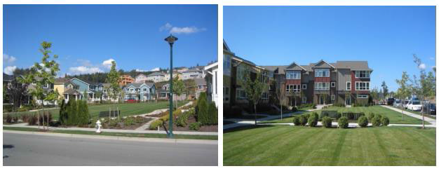 Figure 15.420.040(B). Examples of inviting park design, with design features and amenities that attract usage from the surrounding community.