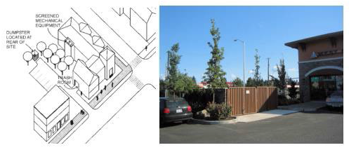 Figure 15.520.060(B). Appropriate service area location and enclosure example.