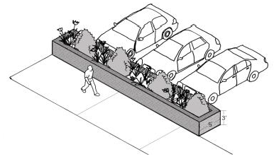 Figure 15.520.070(B)(1)(b). Elevated parking lot planting buffer.