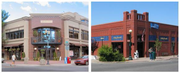 Figure 15.530.040(D)(1). Desirable building corner examples.