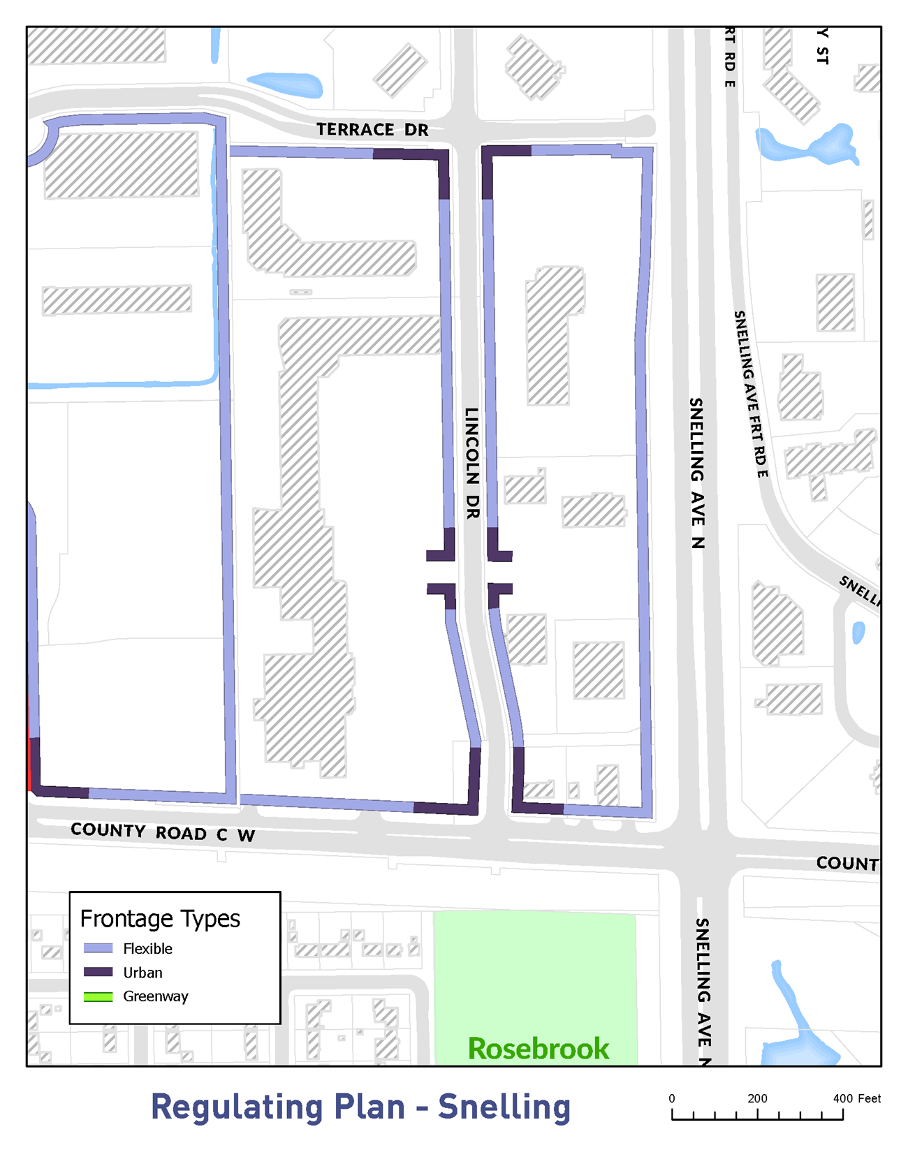 Figure 1005-3. Regulating Plan Map, Northwest of County Road C and Snelling Avenue