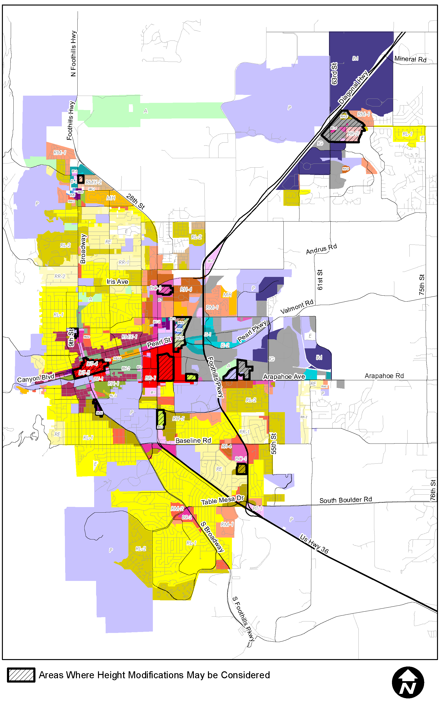 City Of Boulder Zoning Map Appendix J. - Areas Where Height Modifications May Be Considered | Municipal  Code | Boulder, Co | Municode Library