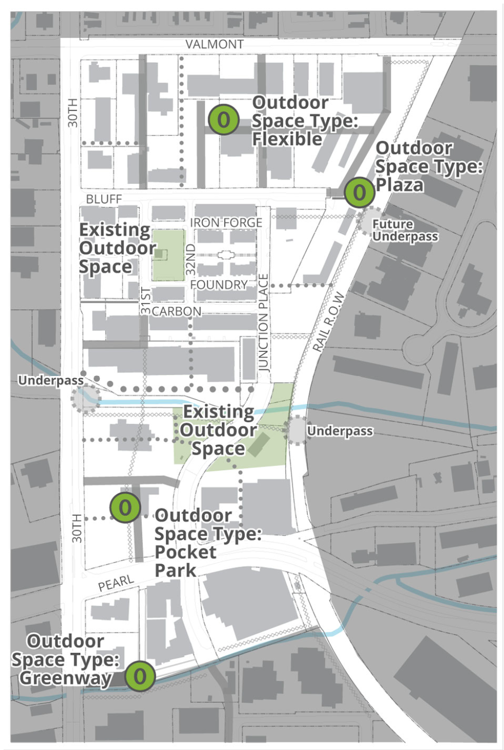 Figure 14-17. Boulder Junction: Required Locations for Outdoor Space
