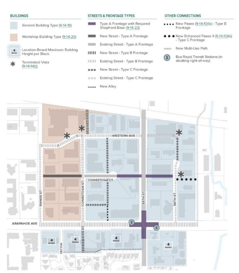 Figure 14-3. Regulating Plan: East Boulder - 55th and Arapahoe Station Area