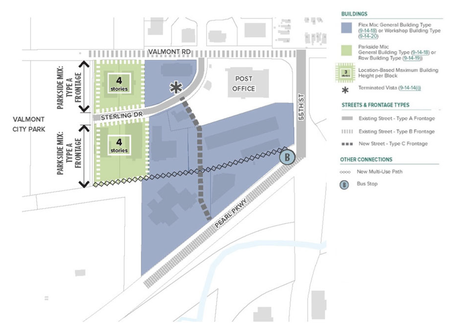 Figure 14-5. Regulating Plan: East Boulder - Valmont Park East