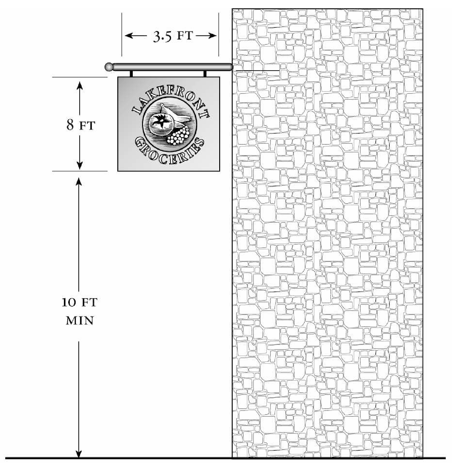 Figure 1411-39-A Projecting Signs in DD Subdistricts